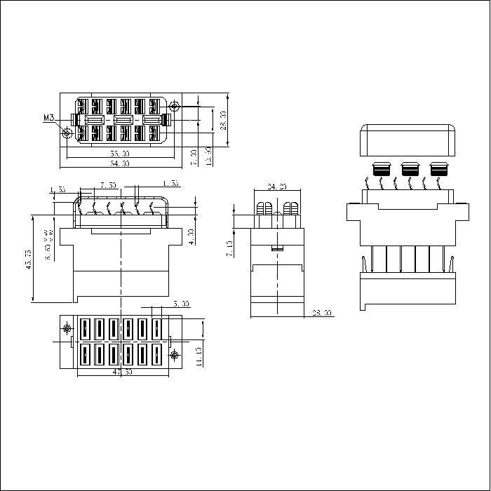 DFRP-12SB01 7.5MM 12P DF Series Rail Power Connector