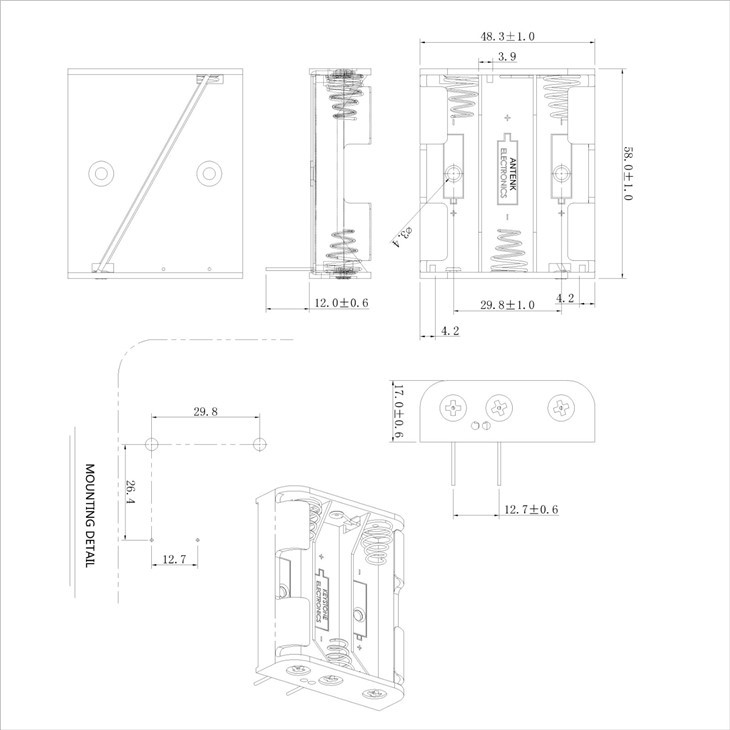 3 PIECES AA Battery Holders BC 3 AA BBC-5-3-A-P-2 (2)