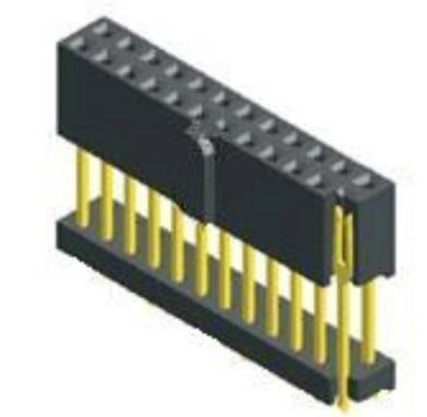 2,54 mm samice záhlaví Přidat plast H = 19,5 mm